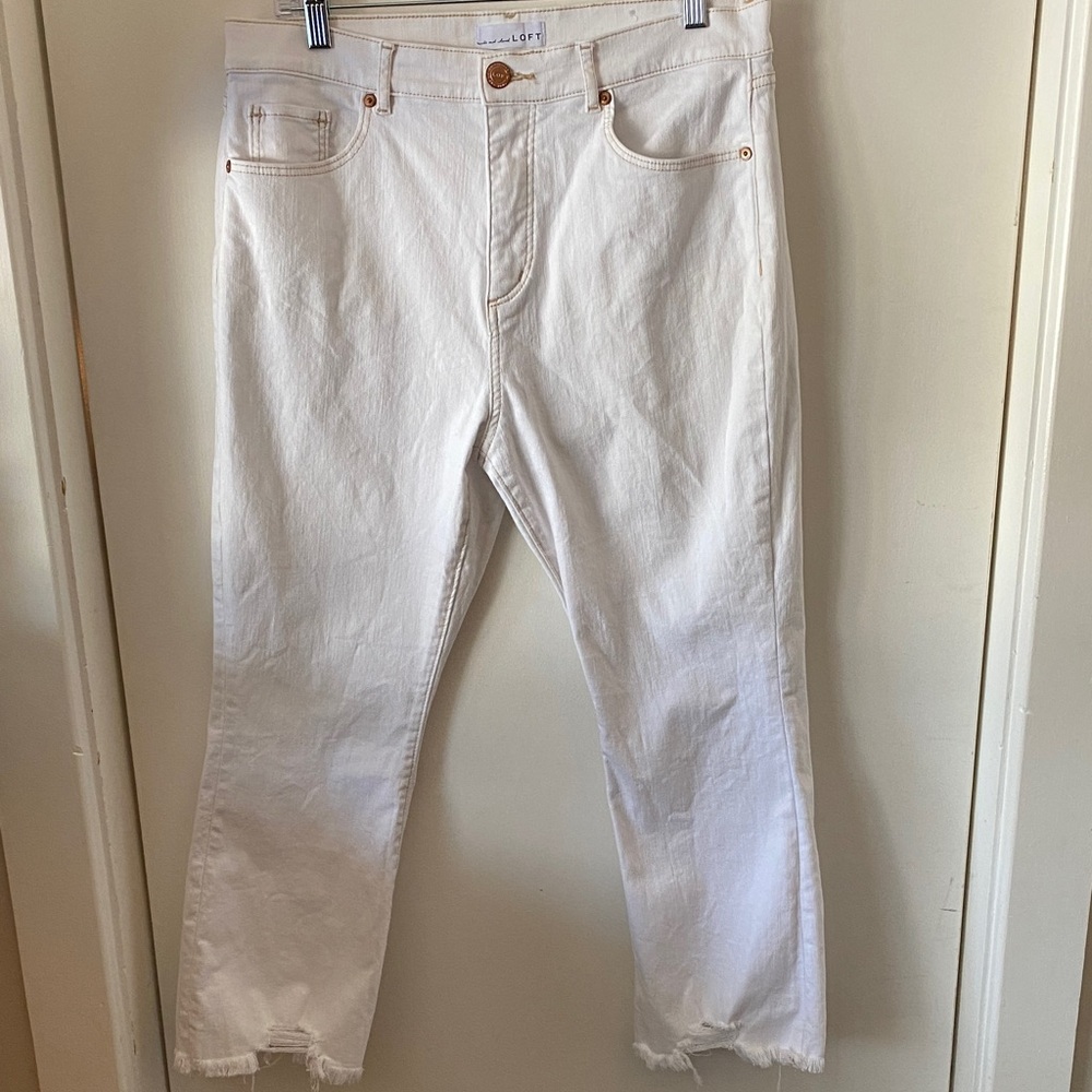 LOFT Women's Cropped White Jeans